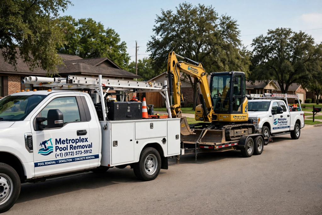 Metroplex Pool Removal truck and excavator fleet